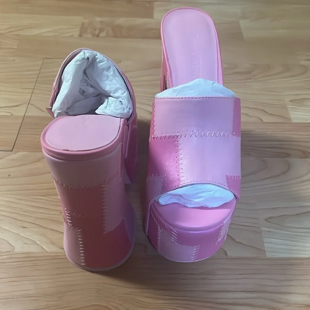 ‼️NWT‼️Dolls Kill X Sugar Thrillz Pink Platform Mules Size 8 - Picture 6 of 7